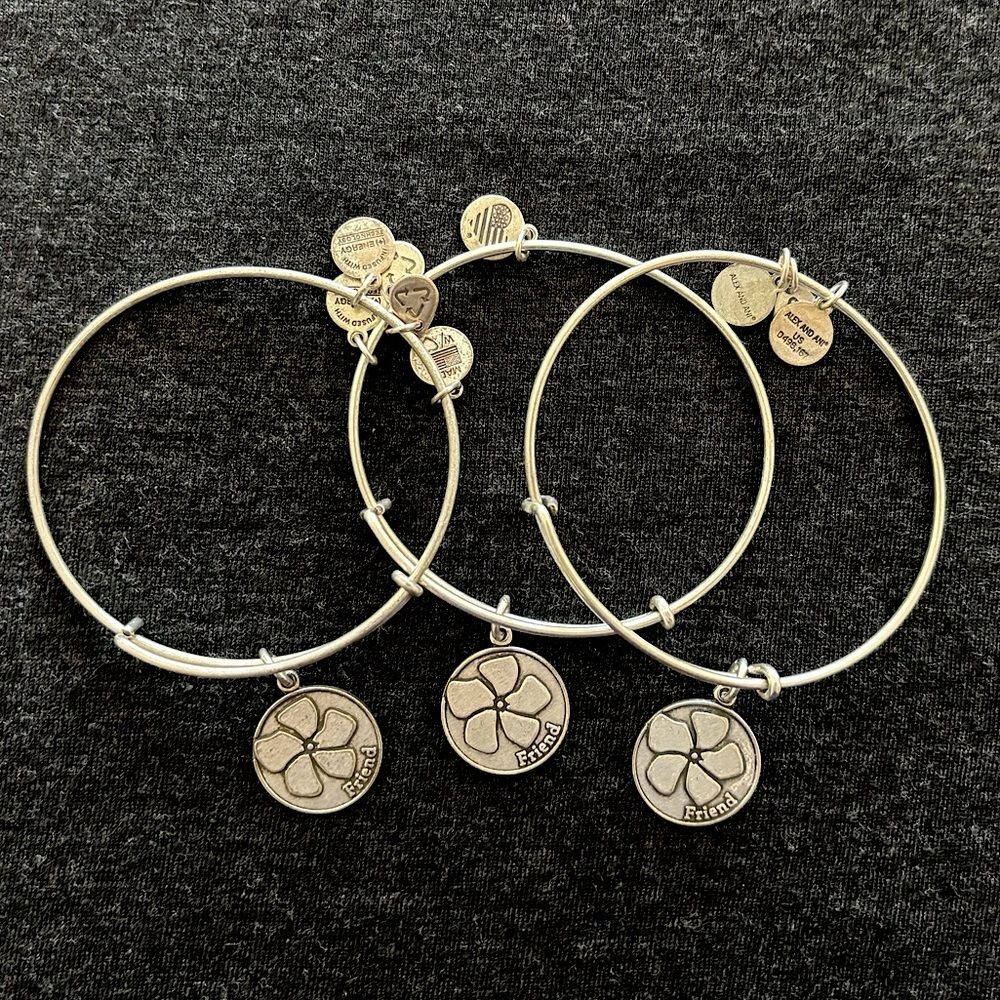 Because I Love You Friend Alex & Ani Bangle Bracelet Trio